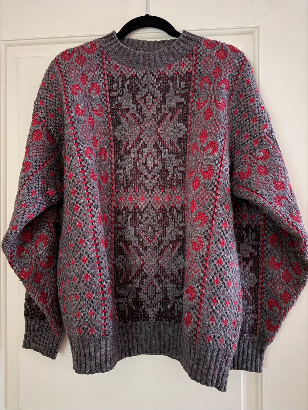 Vintage 90s Protege Chunky Knit Grandpa Sweater Coogi Style Sz L Wool Blend